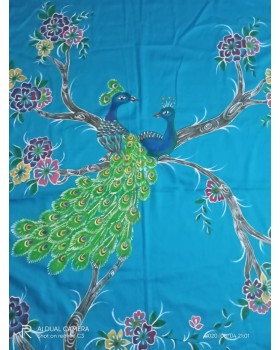 Handpainted customized double bed peacock print bedsheet